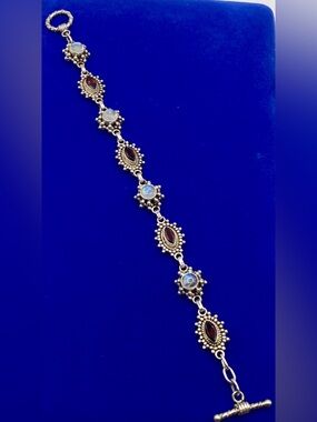 Sterling Silver Doug Paulus Genuine Garnet & Moonstone Bracelet